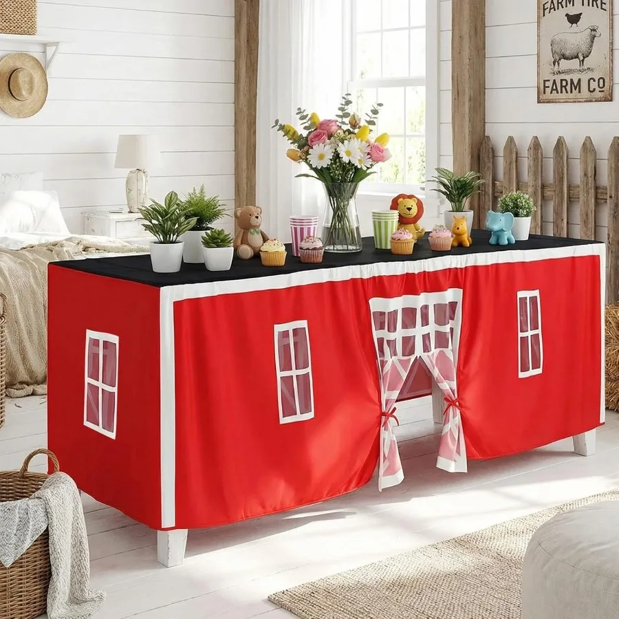 10 pés x 7,5 pés grande playhouse pano de mesa forte tenda capa playhouse interior ao ar livre toalha de mesa para festa de aniversário playgroun