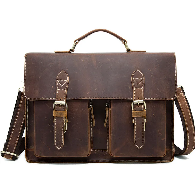 Retro Men's Genuine Leather Briefcase 7 Retro Men's Genuine Leather Briefcase