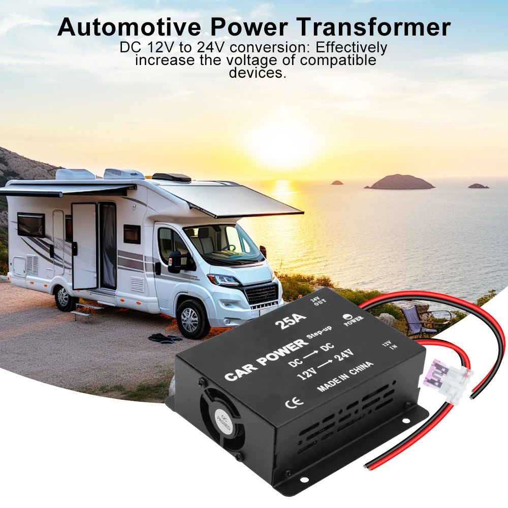 Power Step-up DC 12V to 24V Voltage Booster High Power 25A Auto Accessories Car Transformer Power Converter Adapter