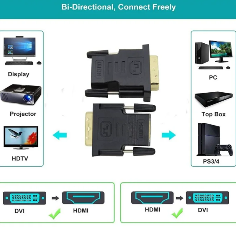 For HDTV Projector Monito DVI 24+1 To HDMI-compatible Adapter Cable 1 Elbow 24k Gold Plated Plug Male To Female Converter 1080P