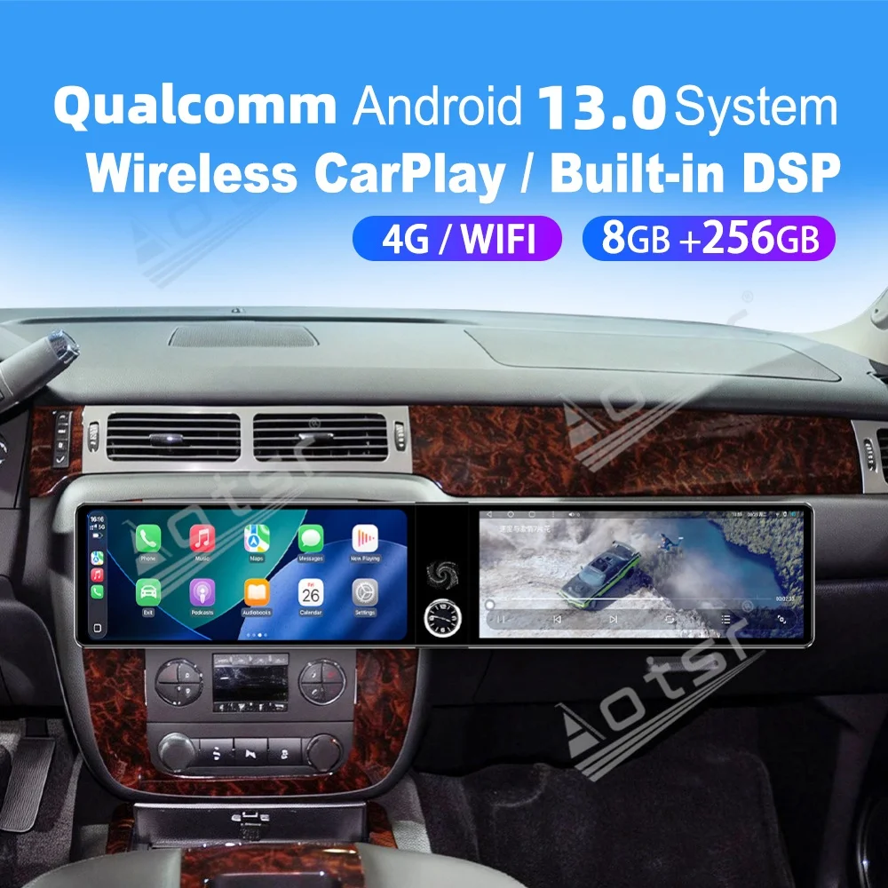 

12.3-дюймовый двухэкранный мультимедийный автомобильный GPS-навигатор с поддержкой Qualcomm Carplay и Android для GMC Yukon 2007~2012 годов выпуска