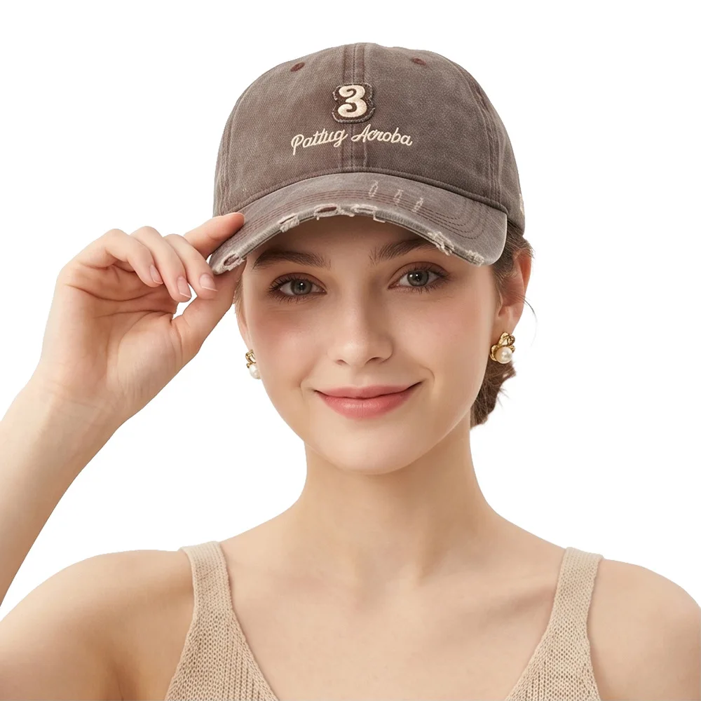 Washable 100% Cotton Vintage Distressed Edging Embroidery Baseball Caps For Men And Women Camping Fishing Hats gorras 모자 кепка