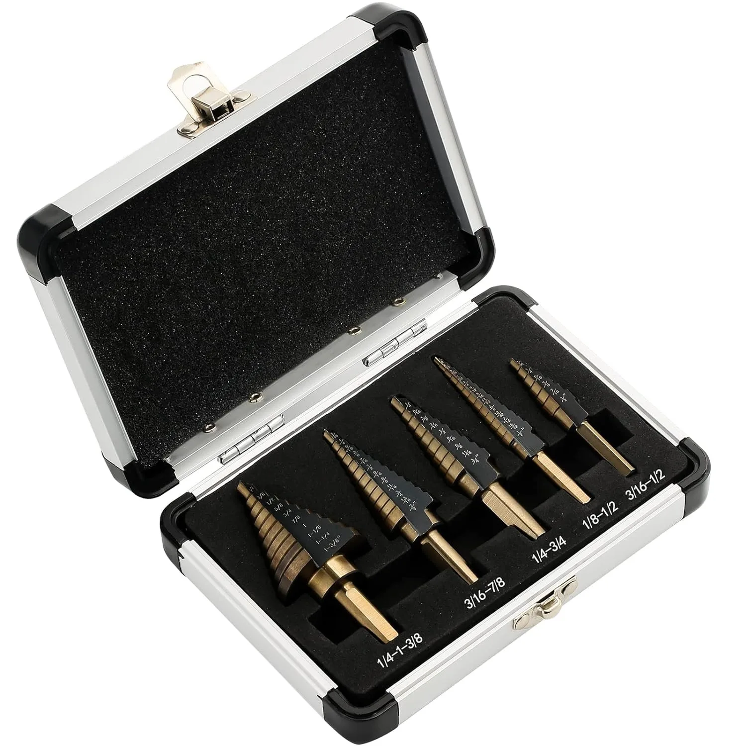 HSS 4241 Cobalt Multiple Hole 50 Sizes Step Drill Set Tools Aluminum Case Metal Drilling Tool for Metal Wood Step Cone Drill Bit