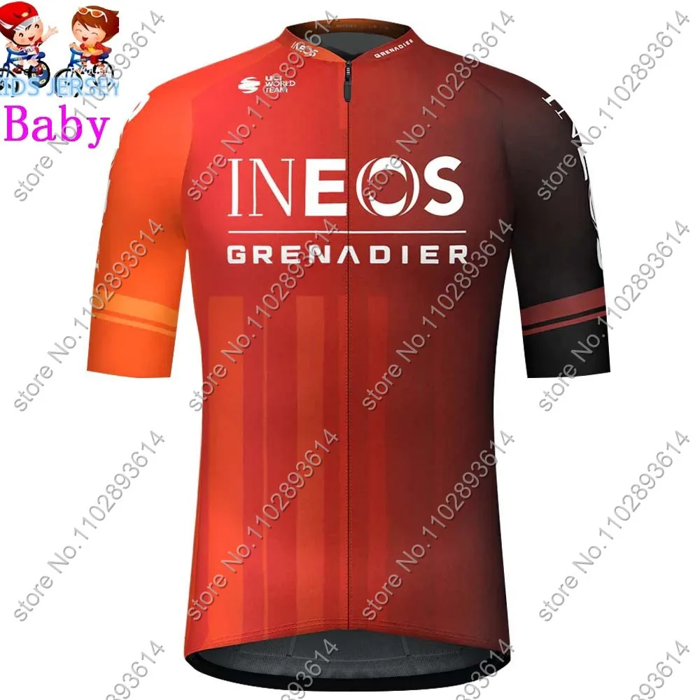 Kids Ineos Grenadier Team 2024 Enfant Cycling Jersey Set Summer Boys Girls Cycling Clothing Road Bike Shirts Suit Bicycle Pants