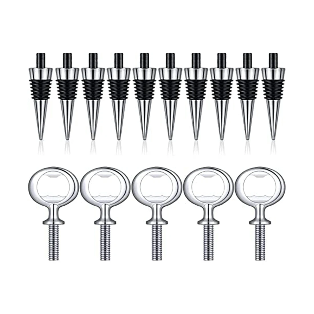 10Pcs Wine Stopper and 5Pcs Blank Bottle Opener Bottle Opener Inserts Set Hardware for Wedding Party Turning DIY Project