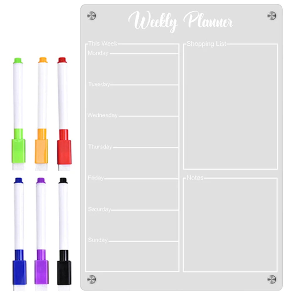 

Acrylic Weekly Planner Fridge Board Schedule Whiteboard Calendar Note Kitchen Supplies Clear for