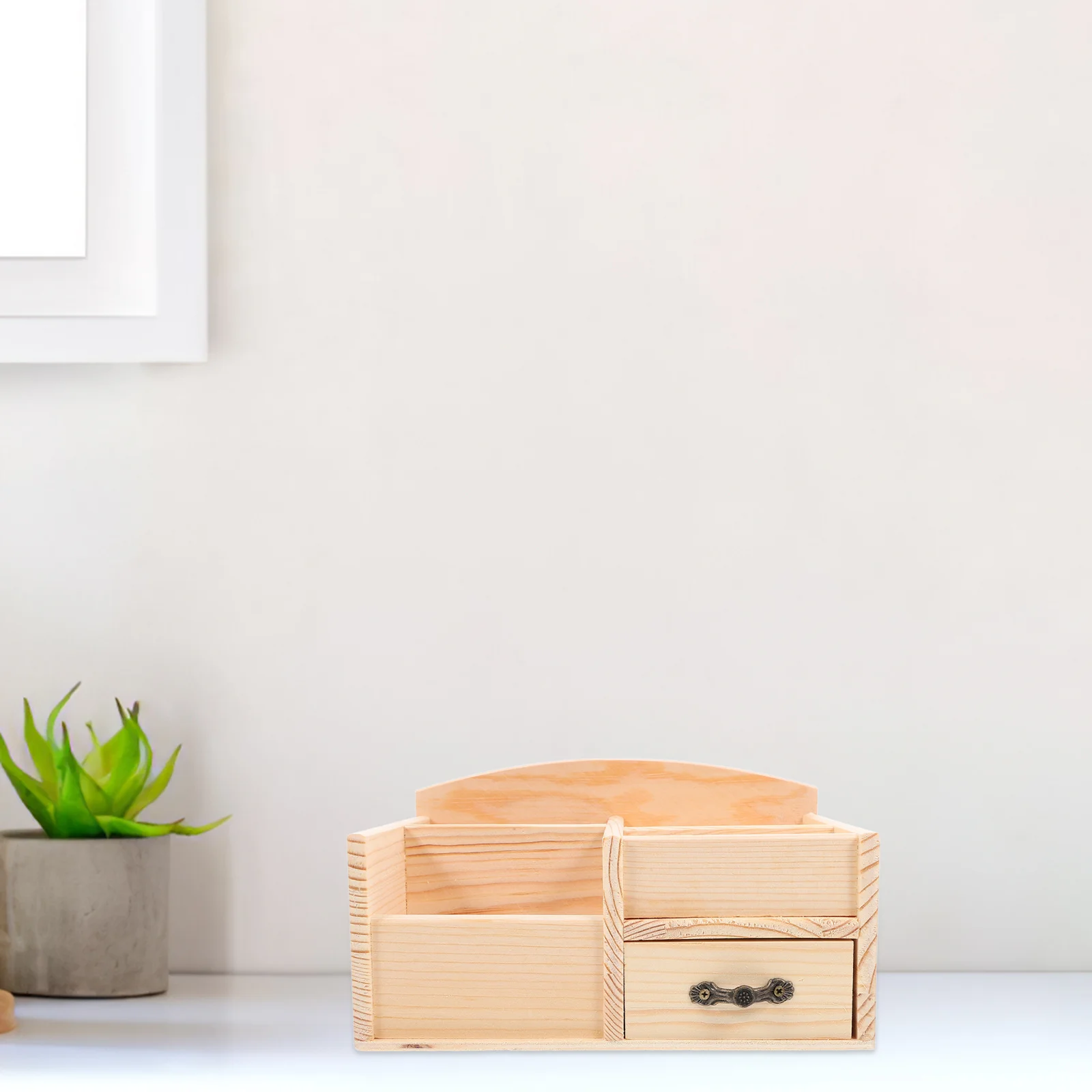 

Wooden Organizer Desktop Drawer Box Safe Material Storage Office Supplies Small Desk Use Pens Headphones Chargers