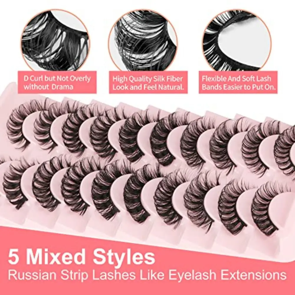 10 คู่/กล่อง Dramatic Volume Fiber ผู้หญิงความงามขนตาปลอมหนา Long Eye Lashes Fuffy Lashes Eye Extension