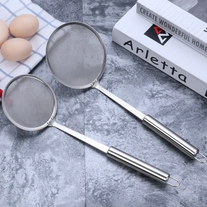 304 Stainless Steel Filter Spoon 10/12cm Fine Mesh Wire Oil Skimmer Strainer Fried Food Net Kitchen Oil-Frying Small Colander
