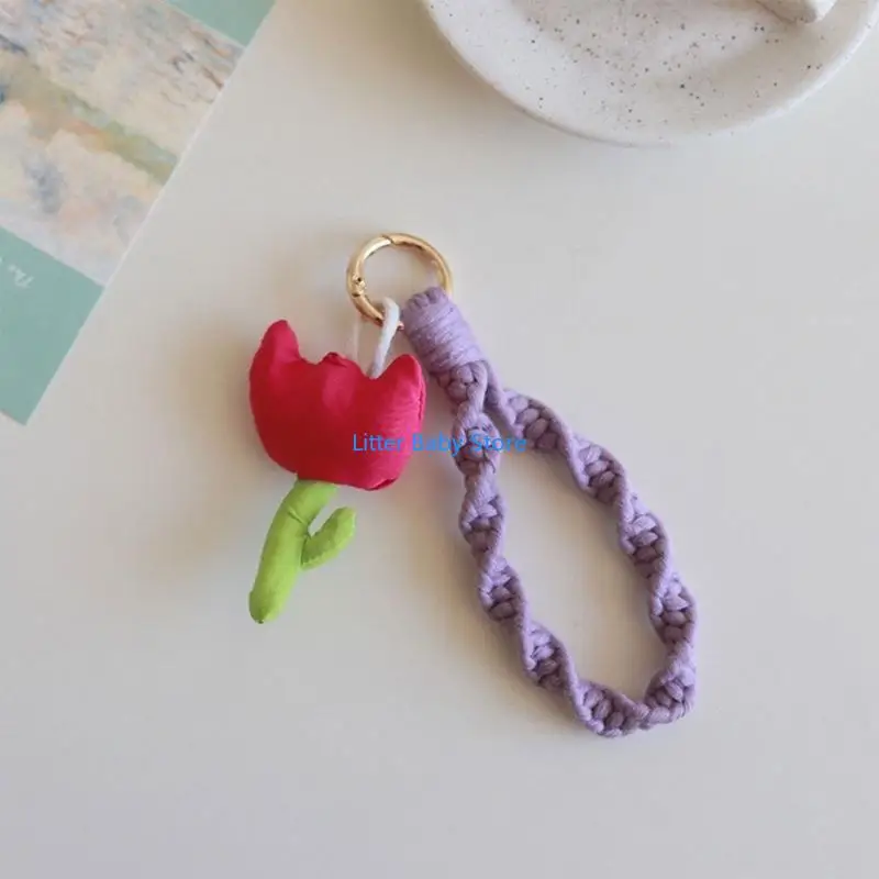 

N80C Hanging Ornament Flower Car for Key Ring Women Girl Handbag Decorative Orname