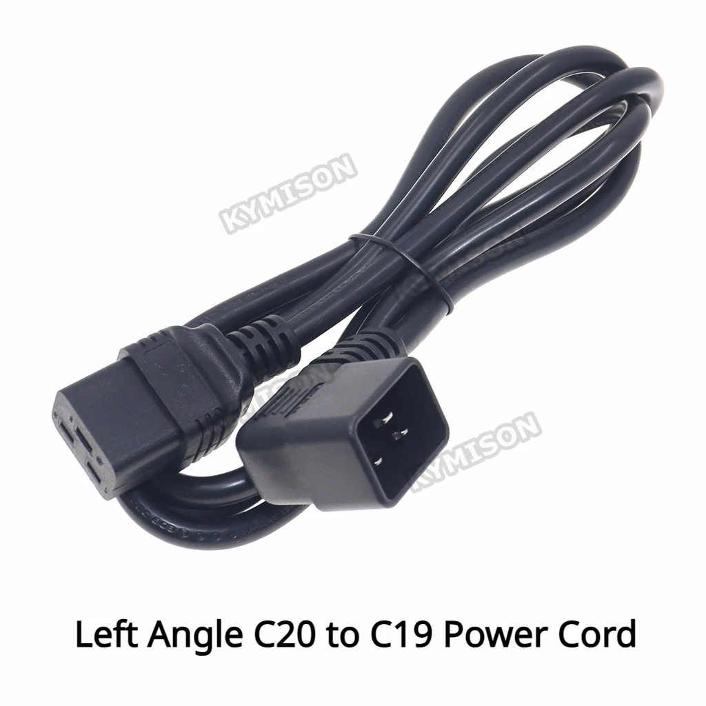 90 Degree Bent IEC320 C20 to C19 PDU Power Supply Extension Cord, Angle C20 Male to C19 Female Server/PDU Power Cable