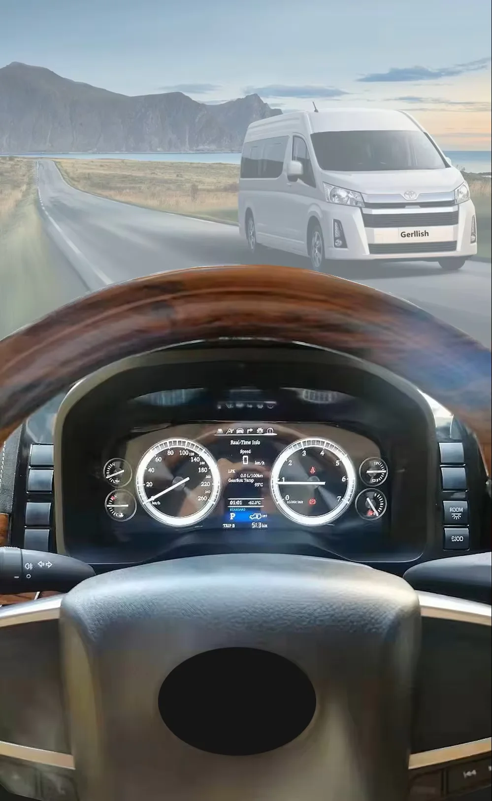 For Toyota Hiace 2019-2023 Digital Cluster Dash  LCD Speedmeters Dashboard Player Digital  Instrument Cluster