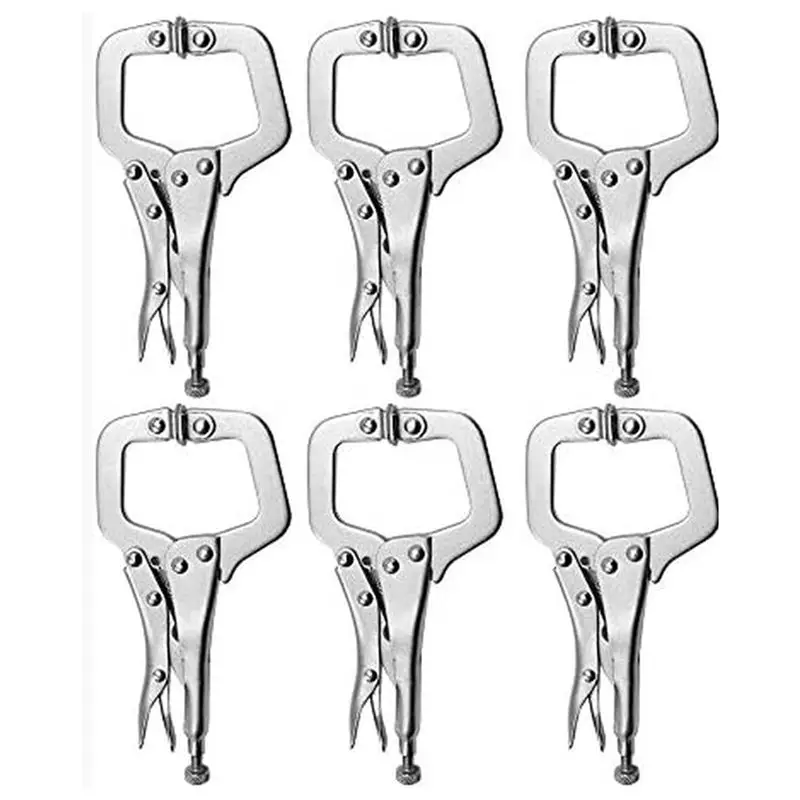 

FTS 6-компонентные плоскогубцы C-типа серебристого цвета для быстрого крепления и зажима подходят для мастерских дома в мастерских поделок