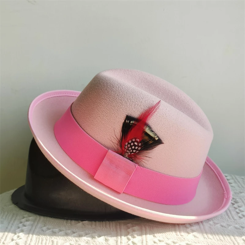 Trilby classic fedora hat with feather decoration top hat Women Men Gentleman Hamburger hat vintage hat Pork Pie sombrero hombre