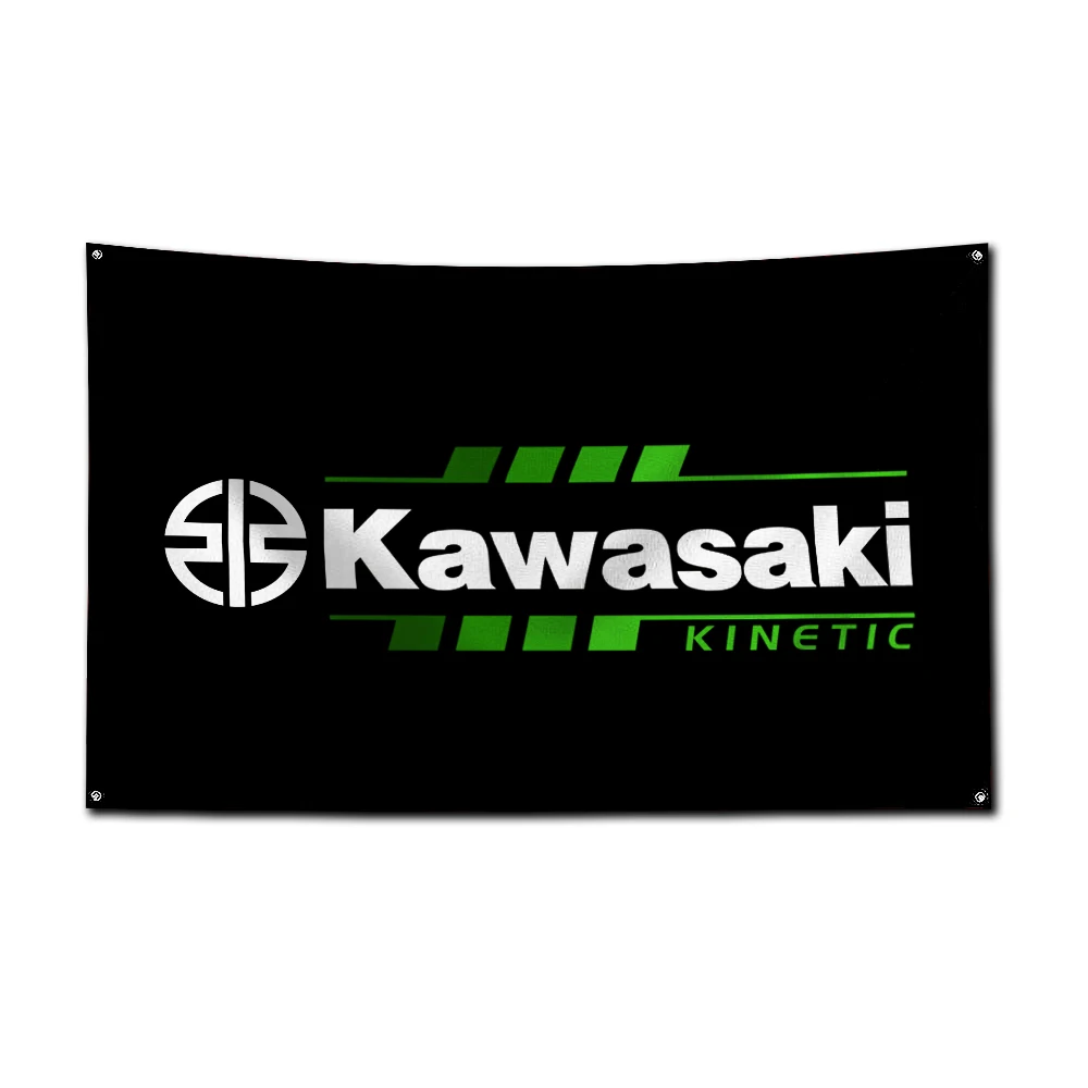 3x5 Ft Motorcycle Racing Flag Polyester Printing K-Kawasakies Banner for Garage Wall Art Out Door Decoration With Brass Grommets