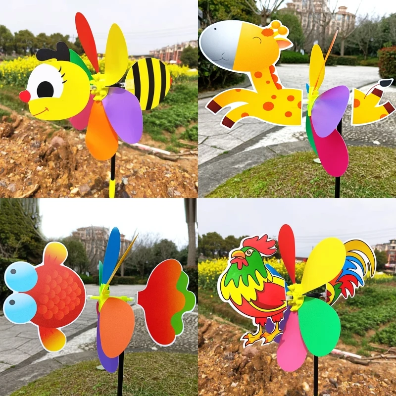 

20PCs Colorful 3D Cartoon Animal Windmill DIY Outdoor Wind Bee Rooster Giraffe Angel Spinner Yard Garden Decor Party Gift Hobby