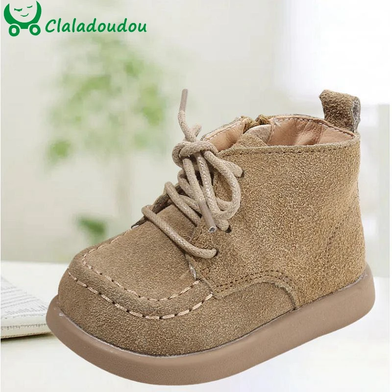 Brand Classic Snow Boots For Kid's Boys Solid Wide Toe Simple Retro Ankle Boots For Children Woman Sewing Warm Baby's Walkers