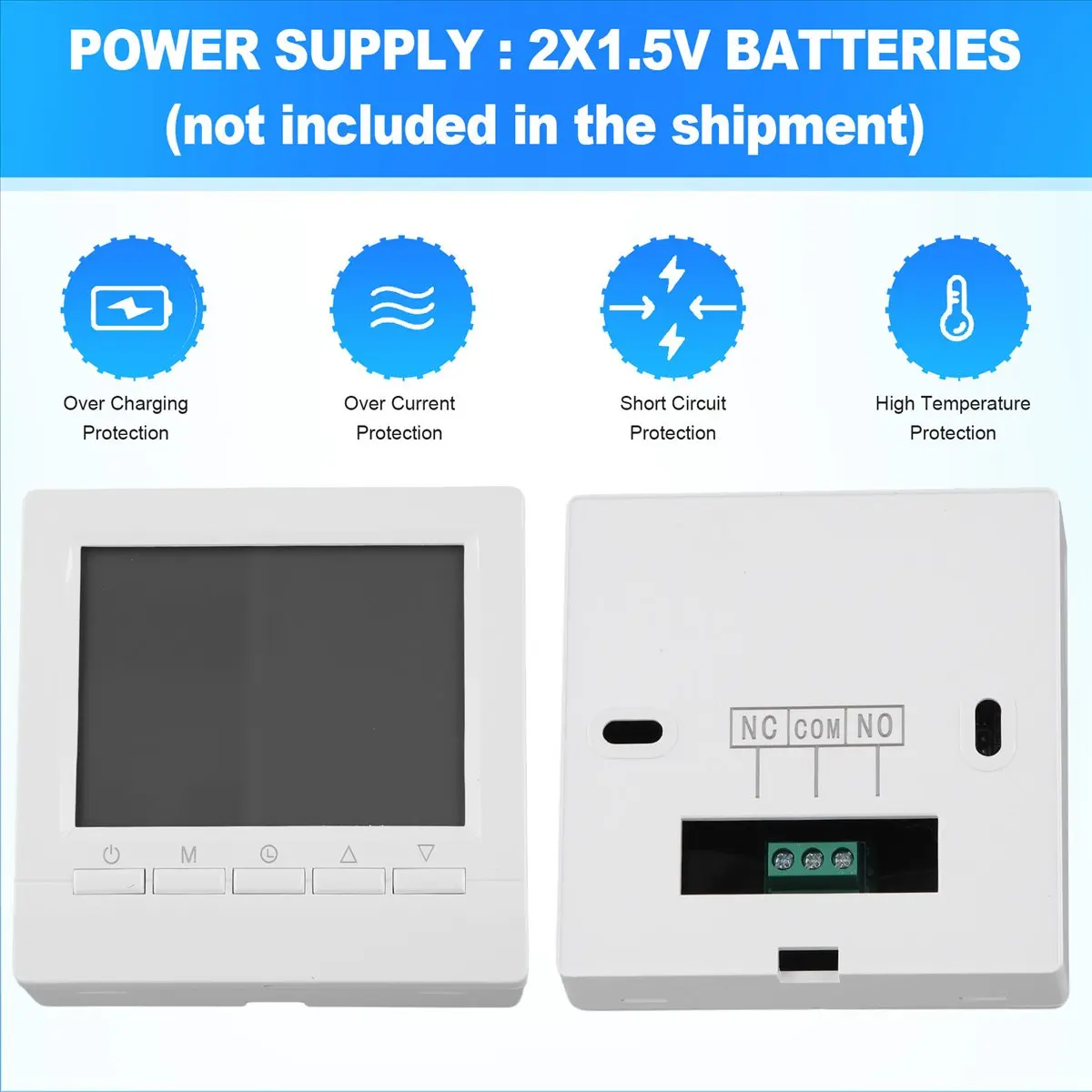 Homegood Programmable Digital Thermostat 3A Weekly Room Temperature Controller for Efficient Home Heating Blue Backlight