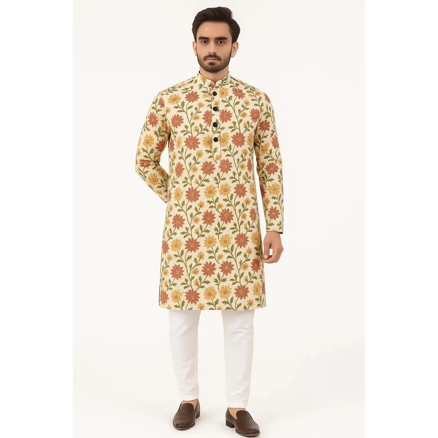 2026 ملابس علوية إسلامية للرجال نمط عرقي بأكمام طويلة وياقة واقفة قمصان غير رسمية ضيقة غير منتظمة بحاشية للرجال المغرب دبي #6