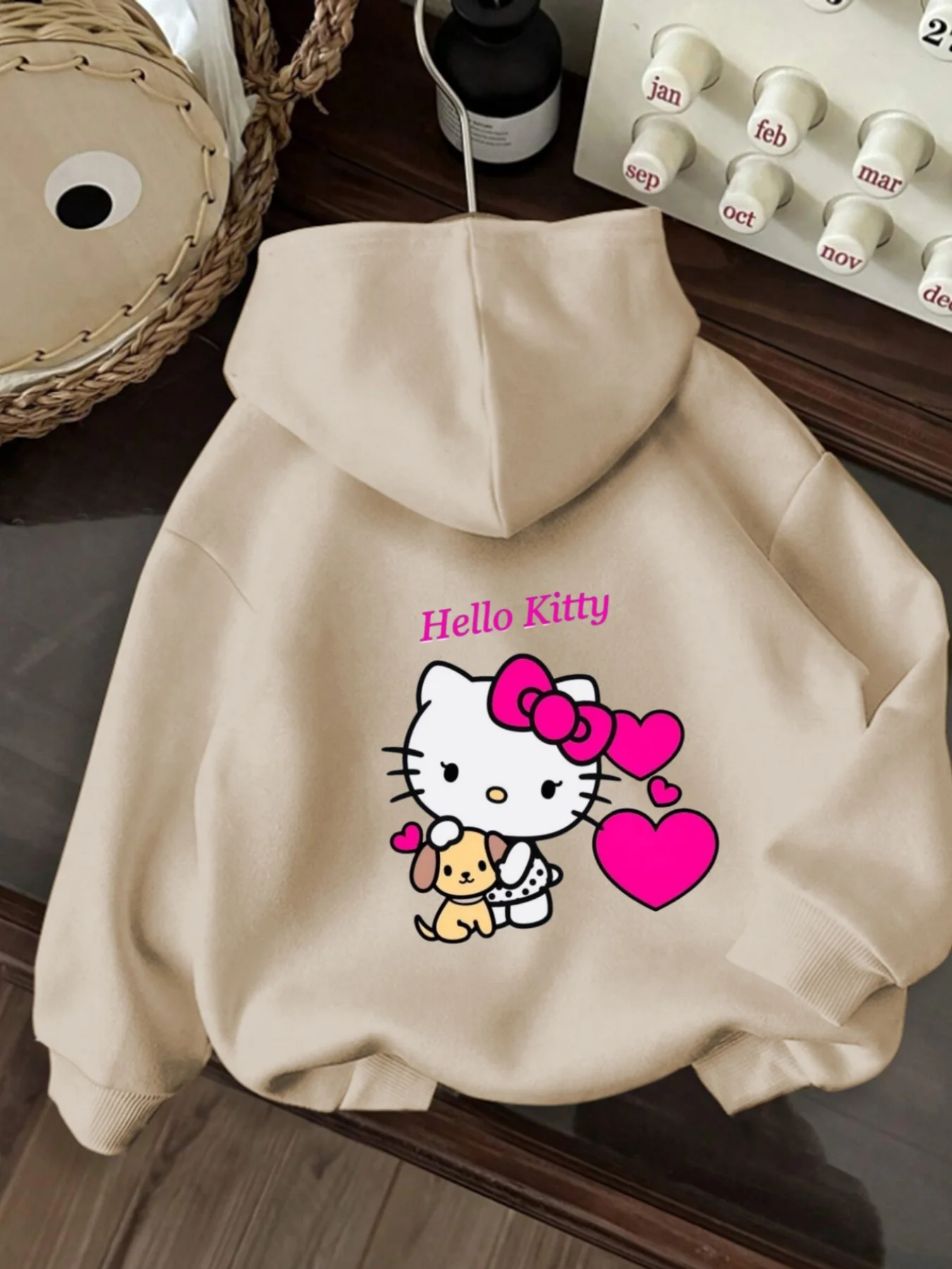 サンリオ ハローキティ レディース パーカー 秋冬 フリース カジュアル ユニセックス プルオーバー スウェットシャツ 衣類 フーディー オーバーサイズ ストリートウェア