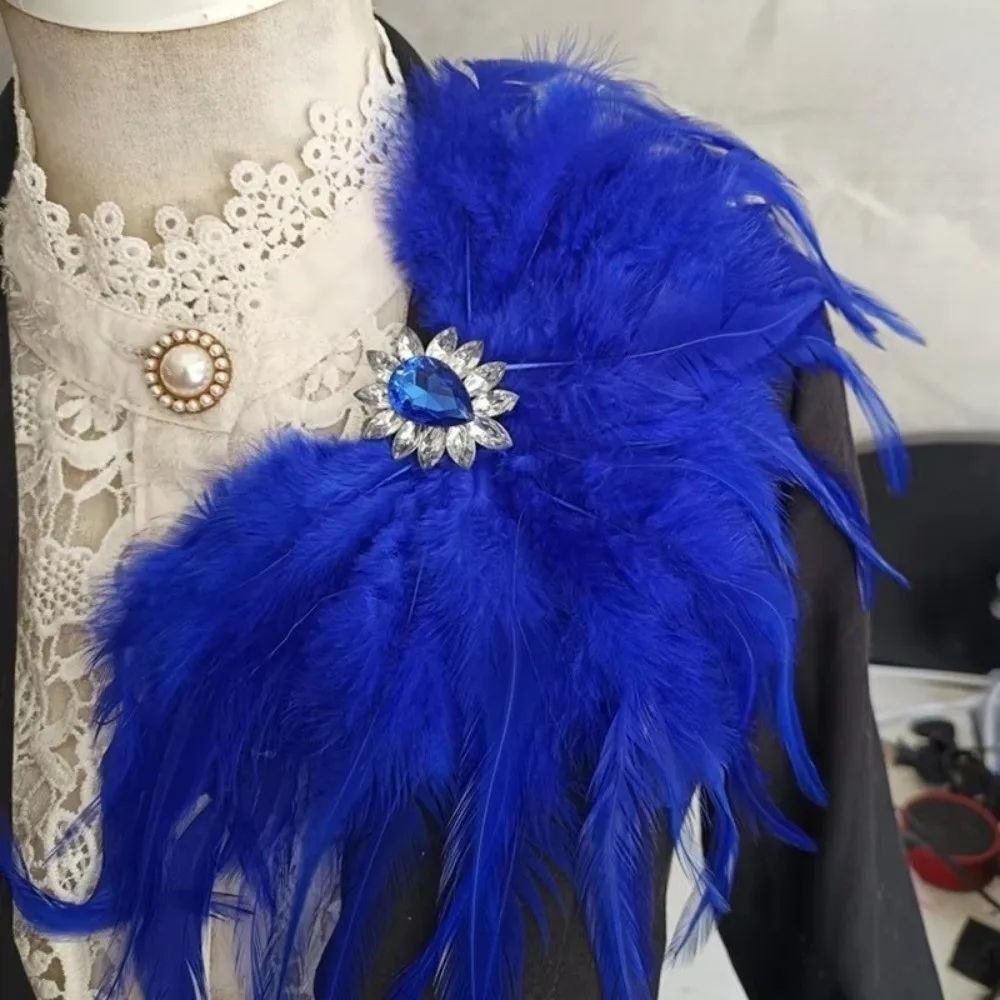 Artifical Rhinestone Feather Brooch Handmade Gothic Style Boutonnieres Flowers Crystal Bride Bridesmaid Shoulder Strap
