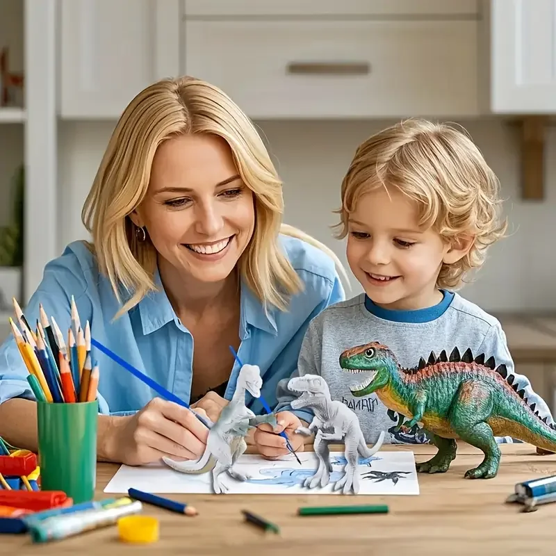6/8PCS Unpainted DIY Dinosaur Painting Kit, Blank Model Toys for Kids 3+ Years Creative Graffiti Montessori Educational Art Gift