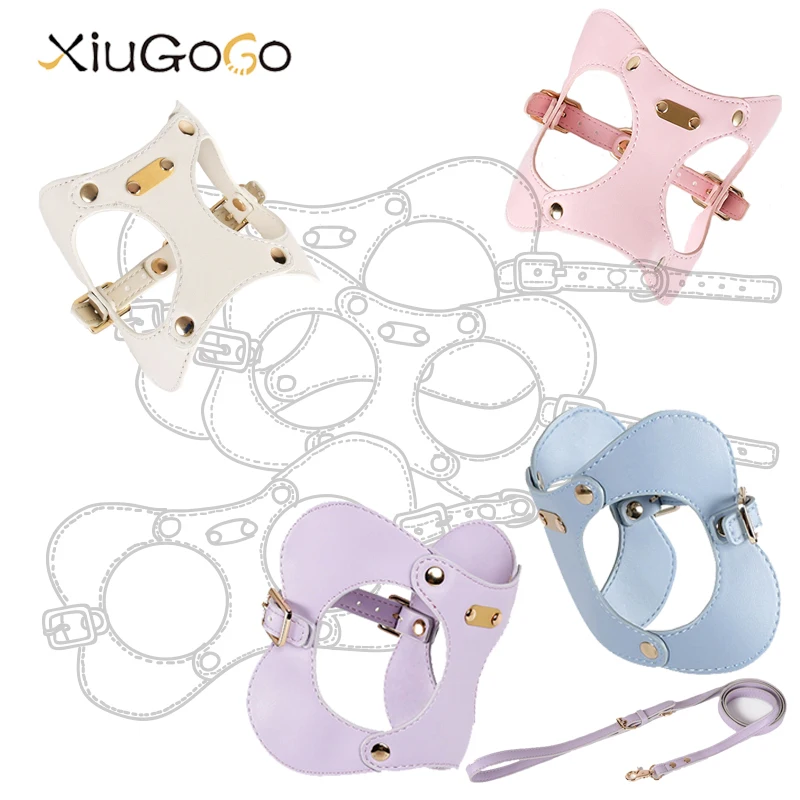 Soft PU Leather Dog Cat Harness Leash Washable Set Adjustable Buckle Suitable For Teddy Bichon Frise Small Dog Pet Supplies