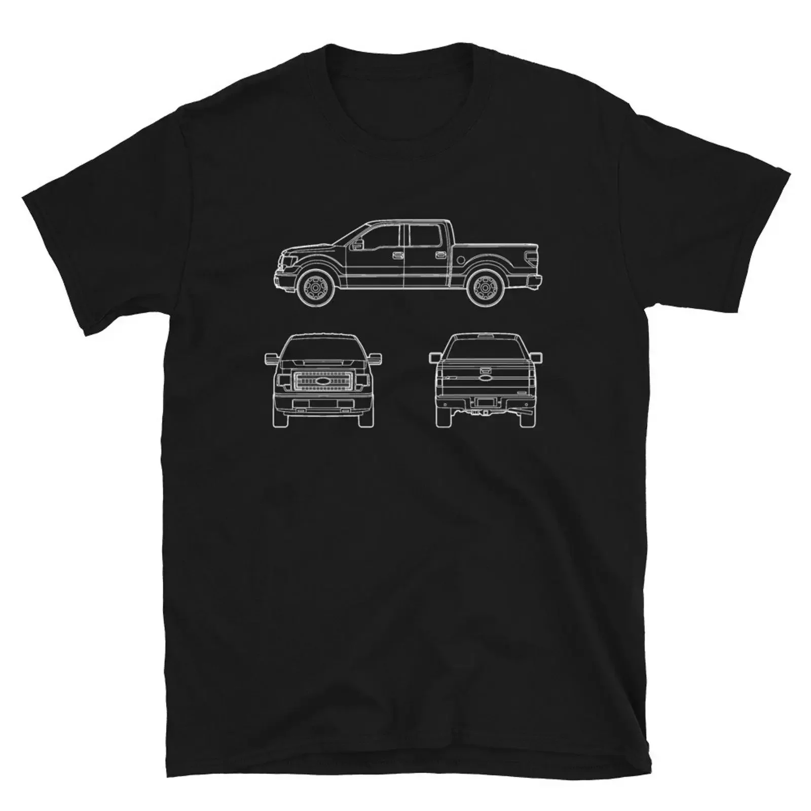 F150 Pickup Truck Blueprint Men's T Shirt Classic Vintage Off Road vintage Washed Casual Stretched streetwear fashion