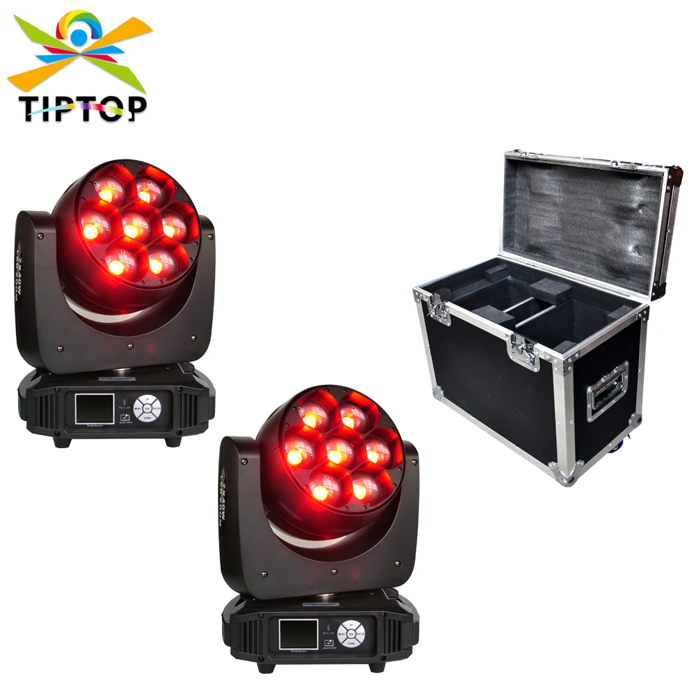 2IN1 Flight case Packing 7x40W RGBW Led Moving Head Zoom Light Mini Bee Eye/Hawk Eye Zoom 12/17CH Beam Wash Effect 2IN1 TP-L740