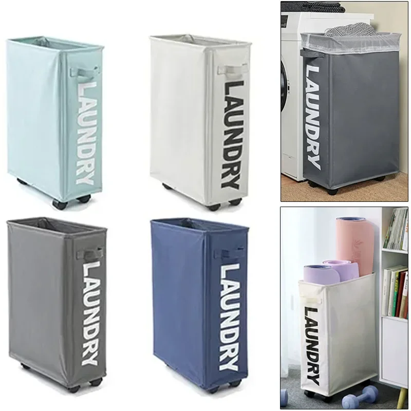 Laundry Baskets With Wheels Fitness Tool Storage Basket Foldable Yoga Mat Organizer Household Toy Clothing Storage Basket New
