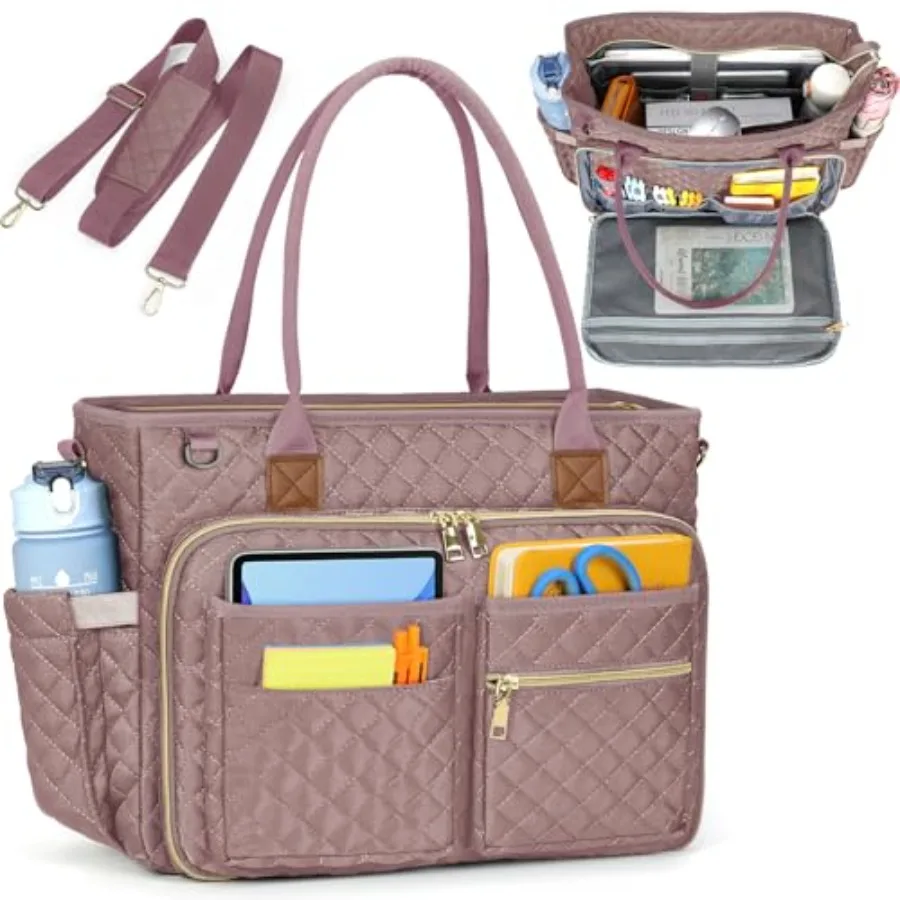 

Teacher Tote Bag Laptop Bag for Women Work Bags Laptop Tote Nurse Bag Professional Computer Messenger with Insulated Pocket, La