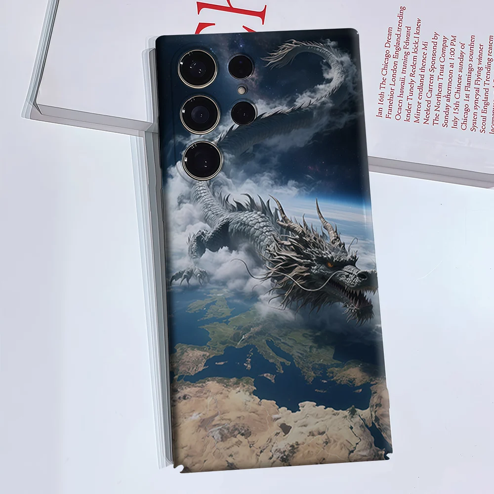 Space Dragon Phone Case for Samsung Galaxy S26 S25 S24 S23 Ultra Plus Luxury Double-layer anti-fall Back Cover
