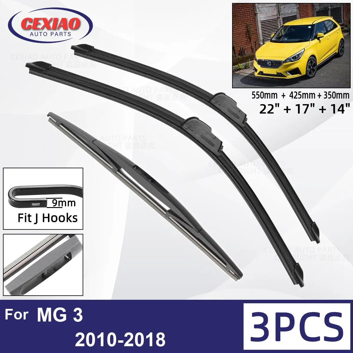 

Стеклоочистители передние и задние для MG 3 2010-2018, мягкие резиновые стеклоочистители, автомобильные стеклоочистители 22 "17" 14 "2013 2014 2015 2016 2017
