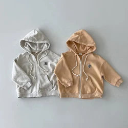 Korea 2023 Baby Boy's Hooded Coats Cotton Hoodies Jacket for Girls Autumn Kids Sweatshirt Kids Windbreaker Children Outerwear