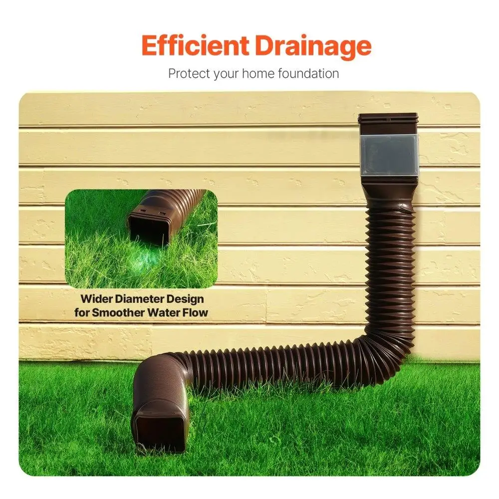 Rainwater Gutter Extender 2-Pack Flexible Extension Brown
