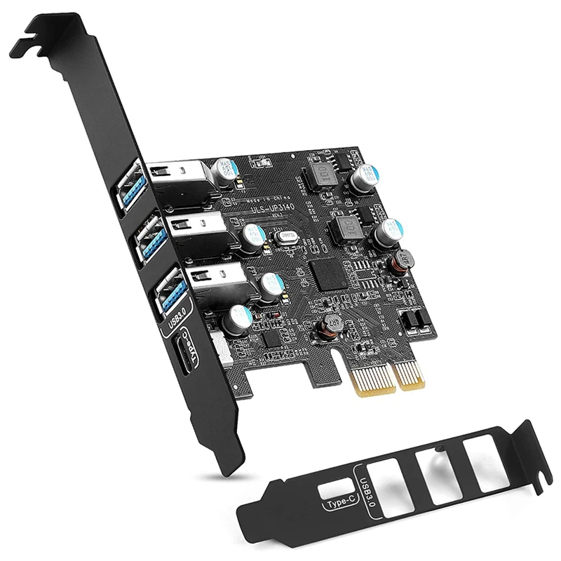 

NEW-PCI-E To USB 3.0 Type C +3 Type A Expansion Card - Interface USB 3.0 4-Port Express Card Desktop Supports UASP