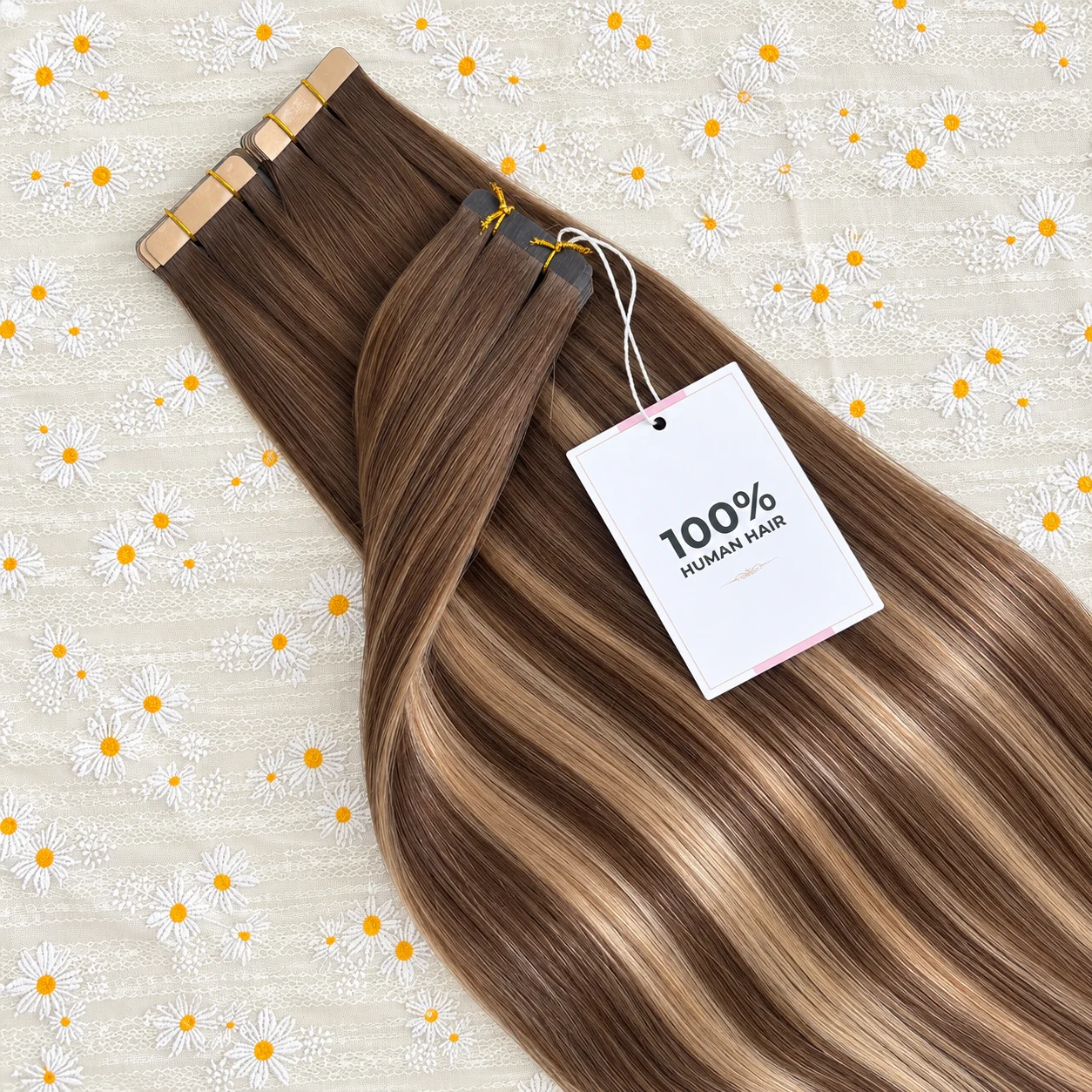 16-24 Inch Highlight Ombre Tape in Hair Extensions Human Hair Seamless Invisible Straight Hair 21Pcs/Pack Brazilian T427/P4 Colored Skin Weft Tape PU Pure Hair 100% Human Hair For Women