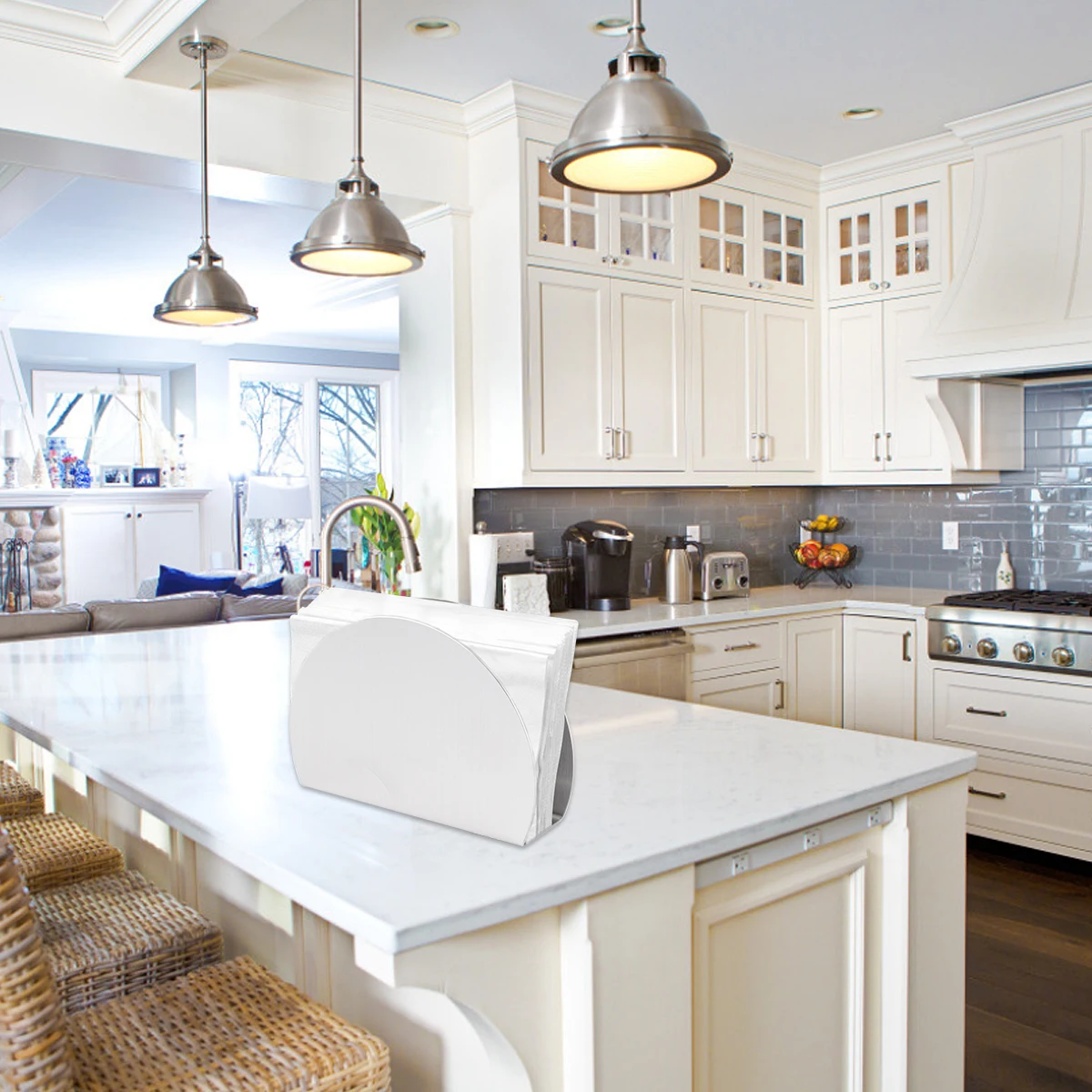 

Stainless Steel Tissue Holder Vertical Semicircle Design Napkin Dispenser for Home Kitchen Bathroom Coffee Shop Use Silver