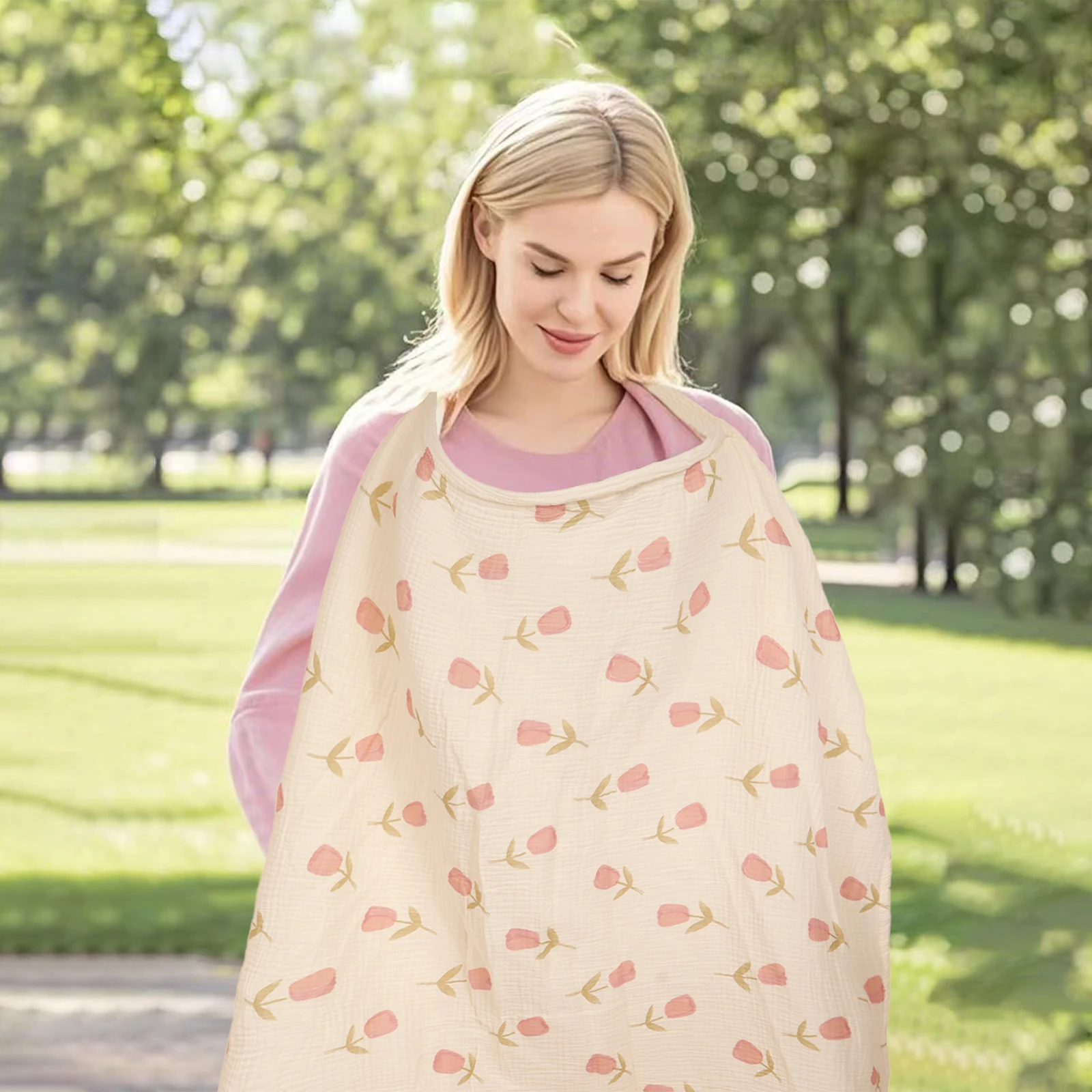Tulip Printing Mother Outing Privacy Breastfeeding Adjustable Apron Baby Feeding Nursing Cover Blanket Stroller Cover Blanket