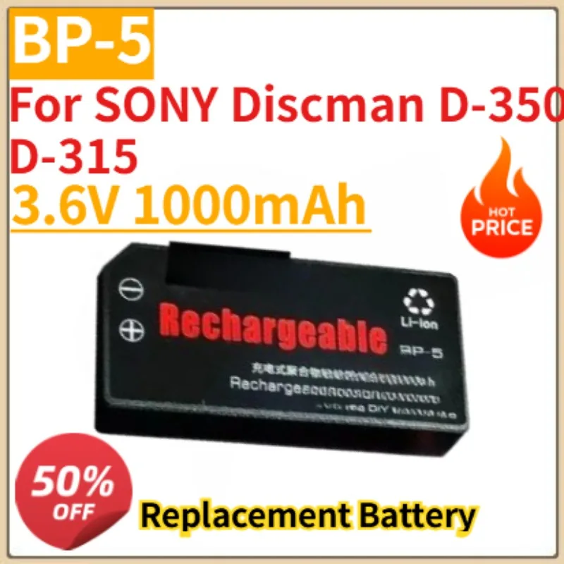 

High Quality New 3.6V 1000mAh Rechargeable Battery BP-5 For SONY Discman D-350 D-311