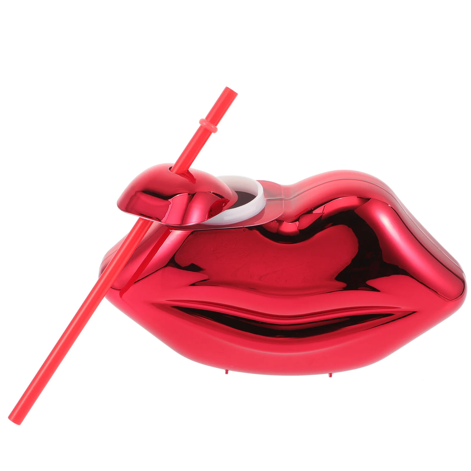 

1Set Decorative Lip Shaped Straw Cup Plastic Tumbler Beverage Cup for Parties Home Bar Coffee Shop Use Pool Party Favors
