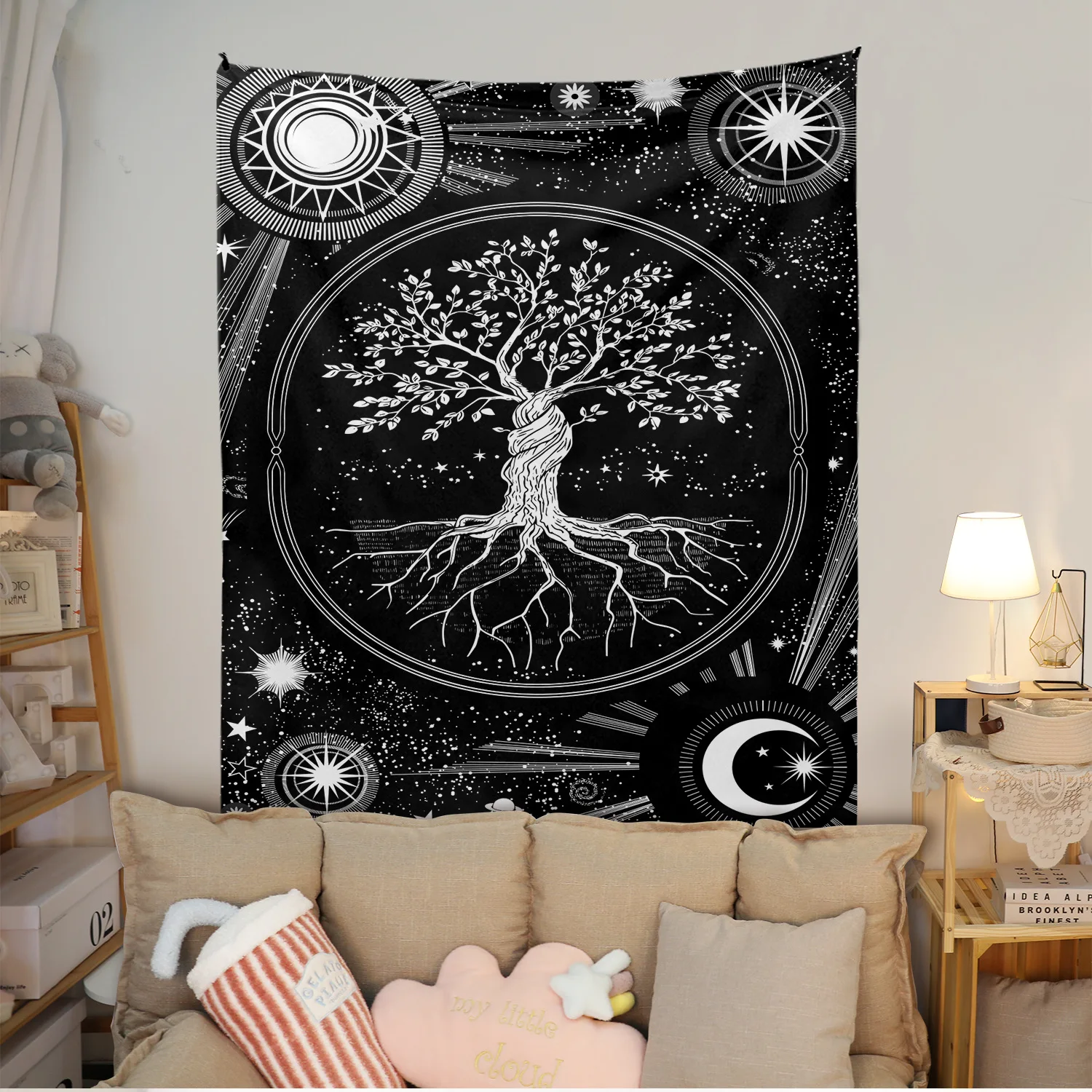 Gothic Hogar Psychedelic Tree Tapestry Trippy Wall Art , Home Decorative Tapestry Cloth ,Black Spiritual TapestrIes Wall Hanging