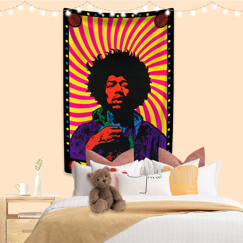 XxDeco Rock Music Legends Tapestry Jimi Hendrixs Vintage Wall Hanging Carpets Bedroom Or Home Decor Concert Background Cloth