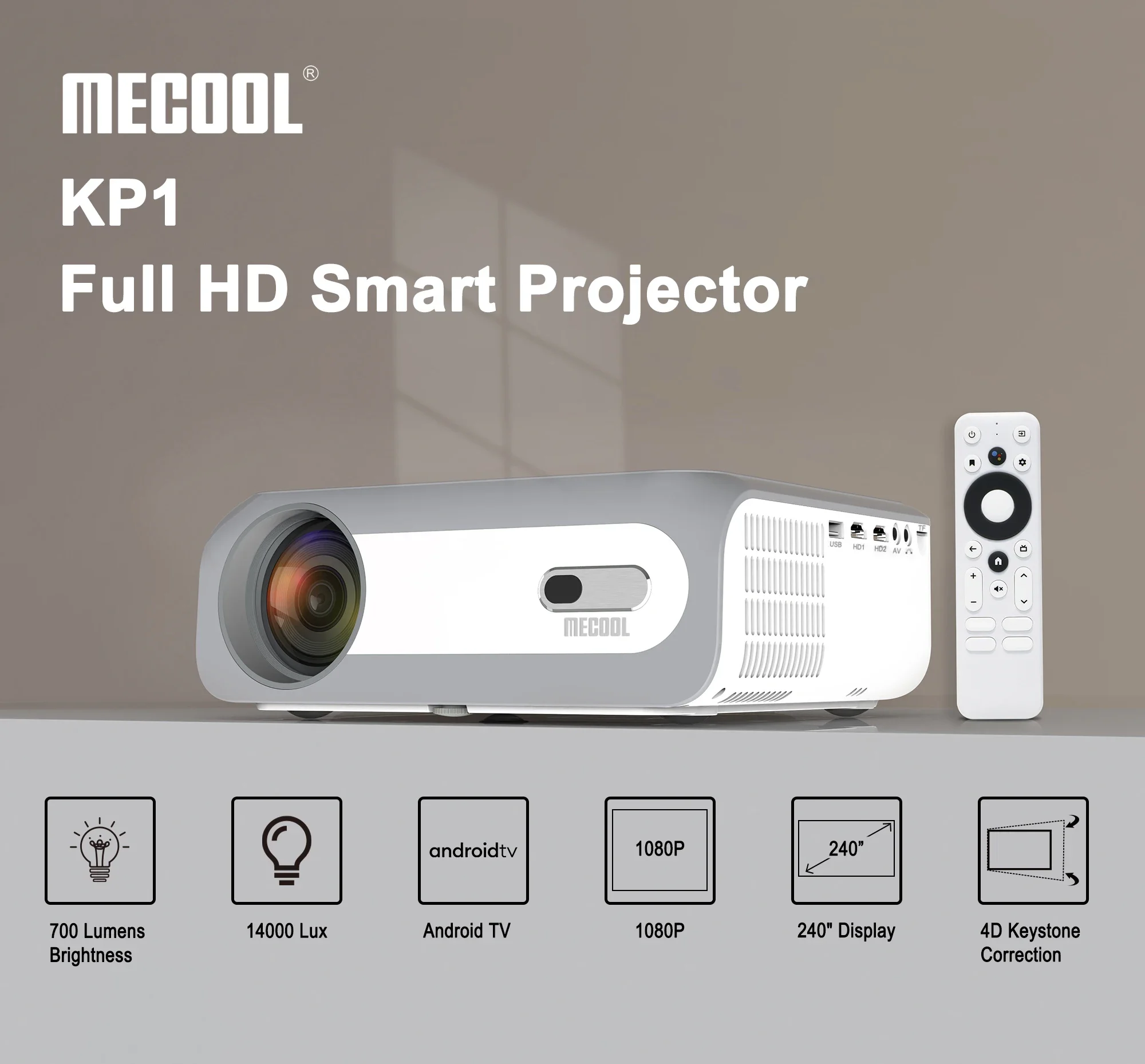 Mecool Kp1 Projector Home 1080p Theater Full Hd 14000 Lumens Display Device For Home And Movie 5'' Lcd Screen Portable Proyector