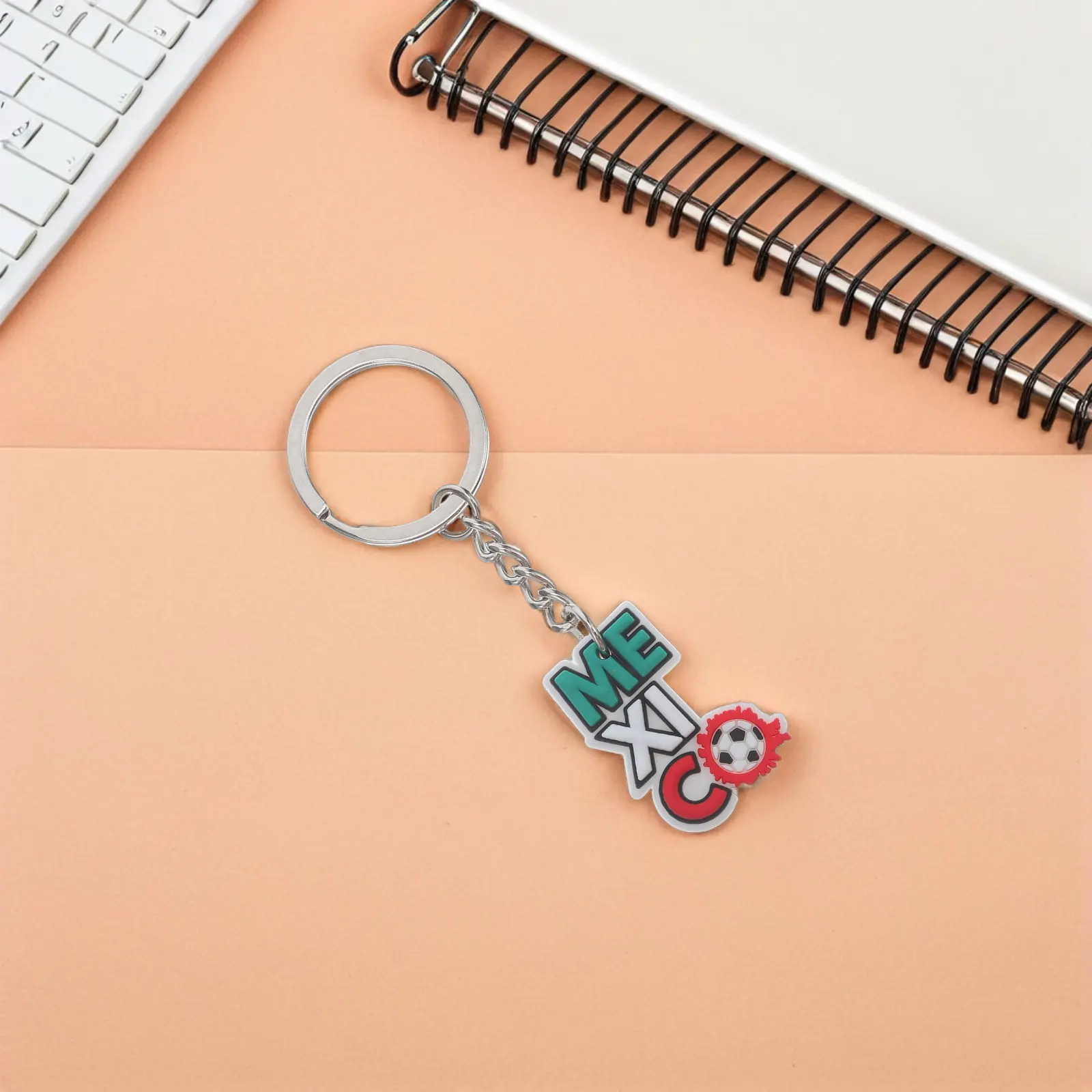 10Pcs Football Keyring Pendant Cartoon Soccer Ball Design Mexican Team Theme Keychain for Backpacks Sports Party Favors Soccer