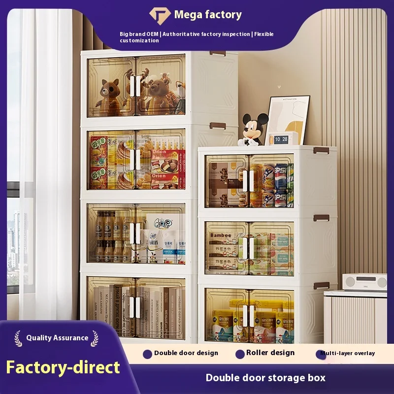 

Folding Plastic Storage Box Installation Free Multi Layer Transparent Cabinet for Home Wardrobe