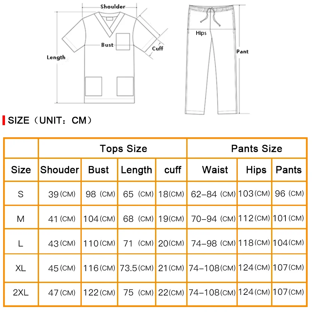 Conjunto de uniforme médico de cor sólida masculino atacado clínica hospital médico macacão com decote em v moda esfrega roupas de enfermeira de farmácia