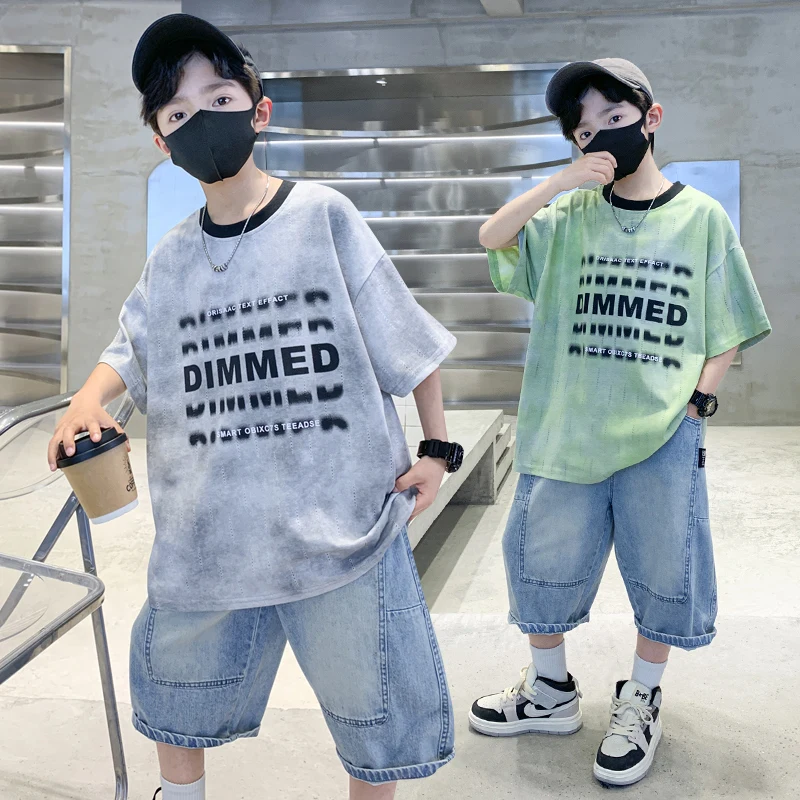 

Boys Summer Clothing Set Children Letter Print Short-Sleeve T-Shirt + Shorts Two-Piece Set 2025 New