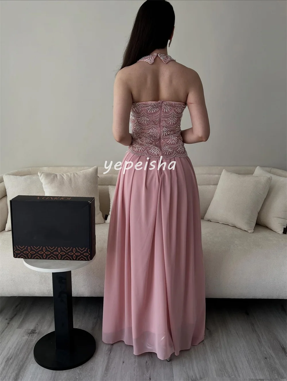 تخصيص معقدة البريق الشيفون الطية Ruched حجر الراين ألف خط الرسن فساتين السهرة الطويلة فساتين الأحجام المتاحة الموضة