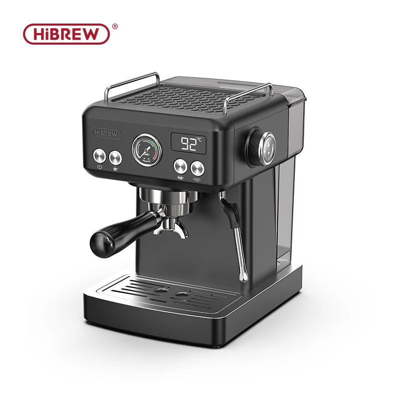 HiBREW H10A 20Bar Halbautomatische Espresso-Kaffeemaschine aus Edelstahl mit Temperaturregelung und 58mm Siebträger für Kalt-/Heißkaffee